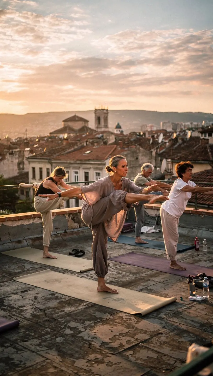 Мъж, който практикува баланс на една крака, за да подобри стабилността си.