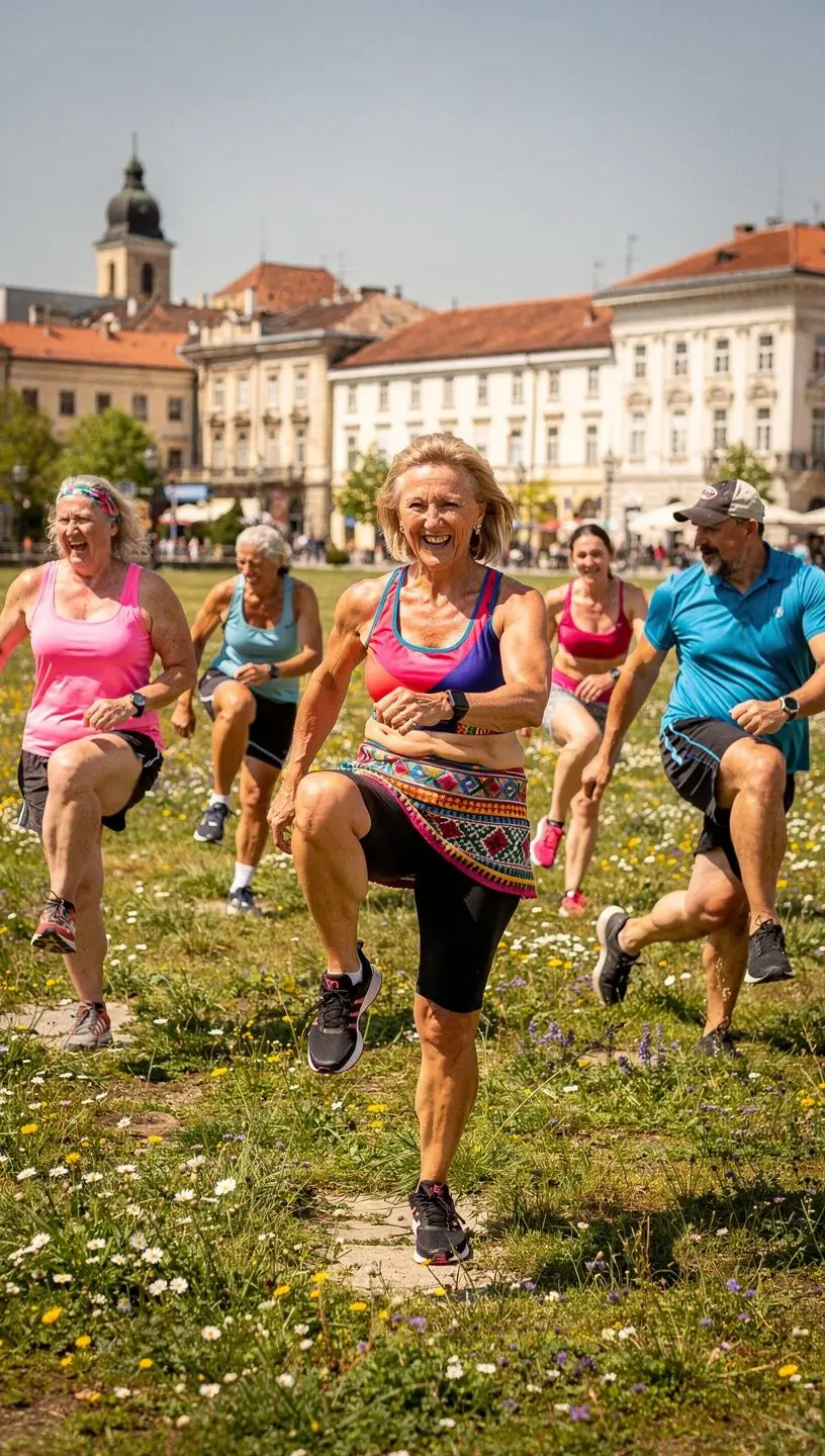 Таблица с упражнения и напредък, насочена към хора над 40 години.